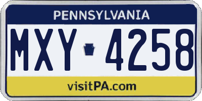 PA license plate MXY4258