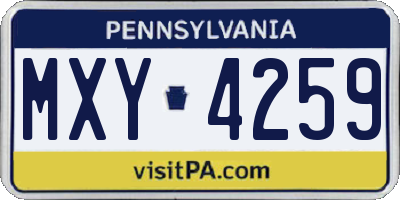 PA license plate MXY4259