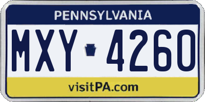 PA license plate MXY4260