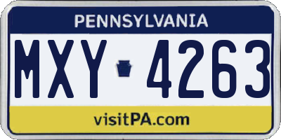 PA license plate MXY4263