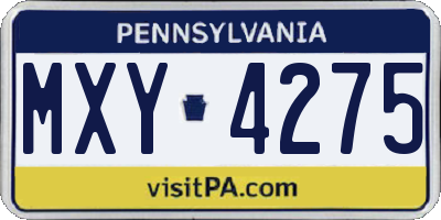 PA license plate MXY4275