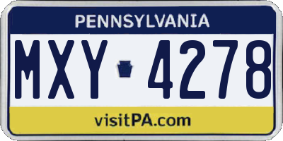 PA license plate MXY4278