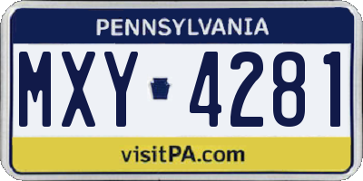 PA license plate MXY4281