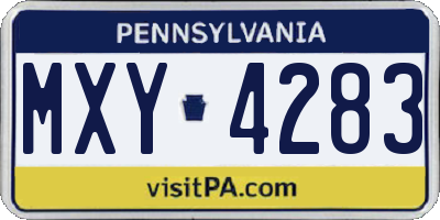 PA license plate MXY4283