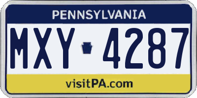 PA license plate MXY4287
