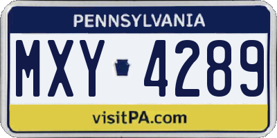 PA license plate MXY4289