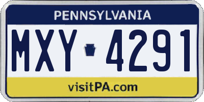 PA license plate MXY4291