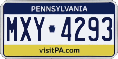PA license plate MXY4293
