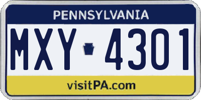 PA license plate MXY4301