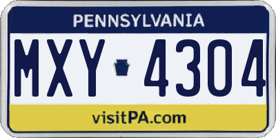 PA license plate MXY4304