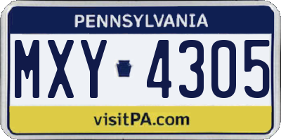 PA license plate MXY4305