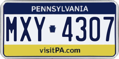 PA license plate MXY4307