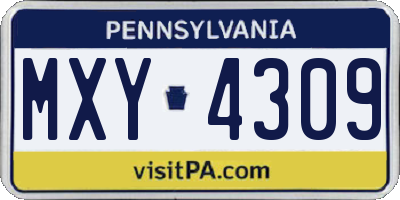 PA license plate MXY4309