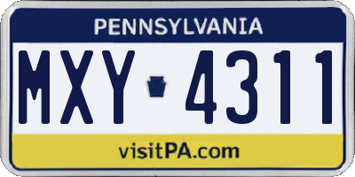 PA license plate MXY4311