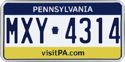 PA license plate MXY4314