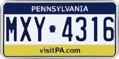 PA license plate MXY4316