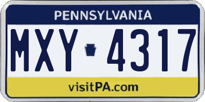 PA license plate MXY4317