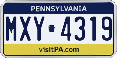 PA license plate MXY4319