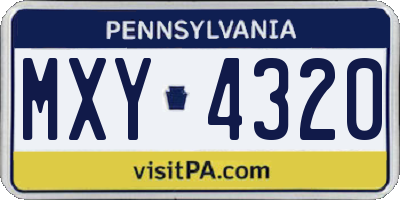 PA license plate MXY4320