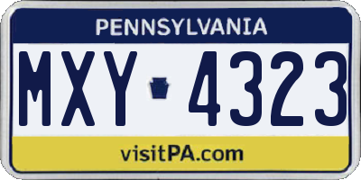 PA license plate MXY4323
