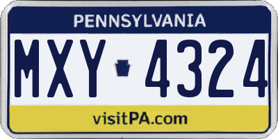 PA license plate MXY4324