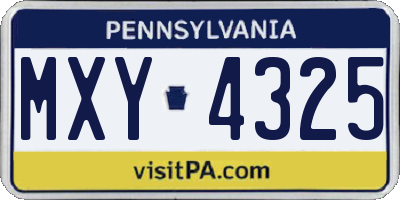 PA license plate MXY4325