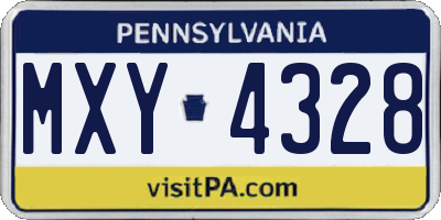 PA license plate MXY4328