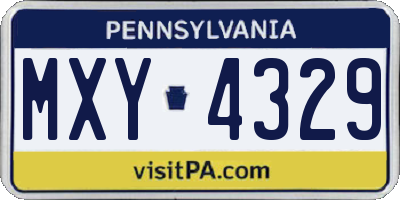 PA license plate MXY4329