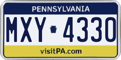 PA license plate MXY4330