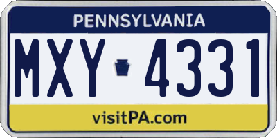 PA license plate MXY4331