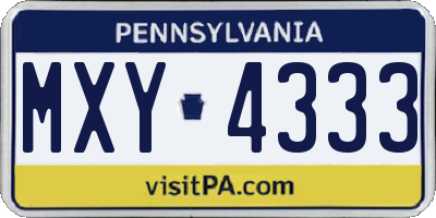 PA license plate MXY4333