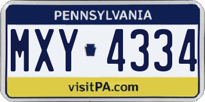 PA license plate MXY4334