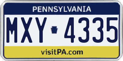 PA license plate MXY4335