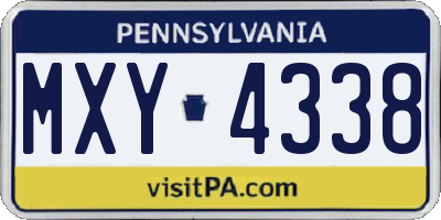 PA license plate MXY4338