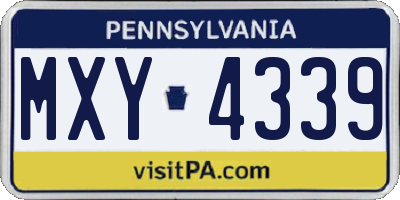 PA license plate MXY4339