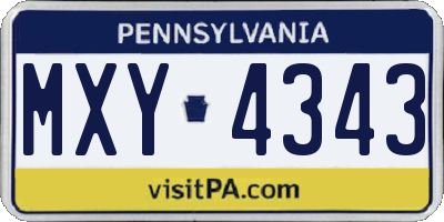 PA license plate MXY4343