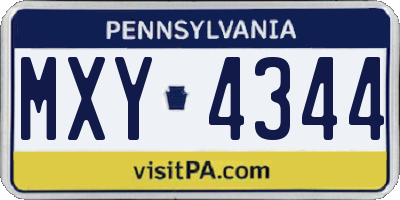 PA license plate MXY4344
