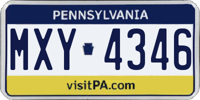PA license plate MXY4346