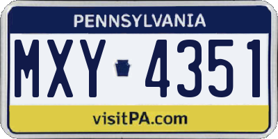 PA license plate MXY4351