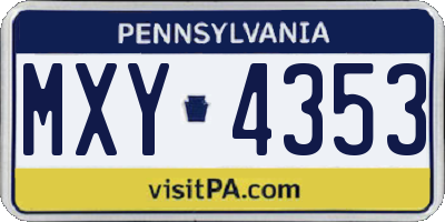PA license plate MXY4353