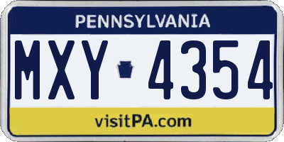 PA license plate MXY4354