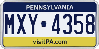 PA license plate MXY4358