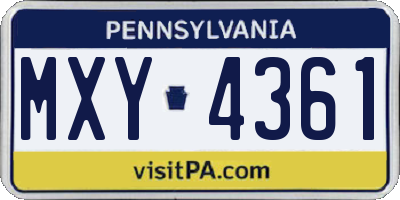 PA license plate MXY4361