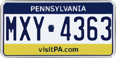 PA license plate MXY4363