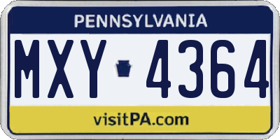PA license plate MXY4364