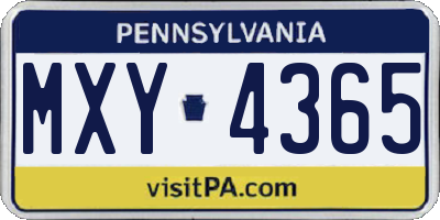 PA license plate MXY4365
