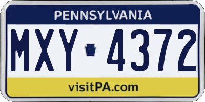 PA license plate MXY4372