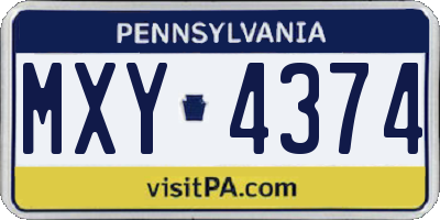PA license plate MXY4374