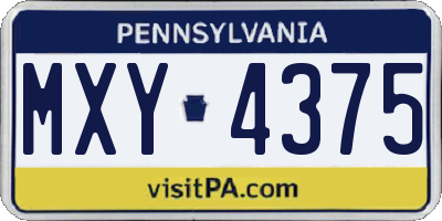 PA license plate MXY4375