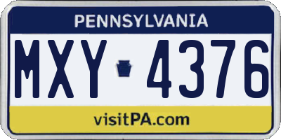 PA license plate MXY4376